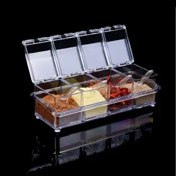 4 Grid Spice Jar Seasoning Box Kitchen Spice Rack Spice Storage Bottle Jar Transparent Salt Pepper Cumin Powder Box Kitchen Tool
4 Grid Spice Jar Seasoning Box Kitchen Spice Rack Spice Storage Bottle Jar Transparent Salt Pepper Cumin Powder Box Kitchen Tool