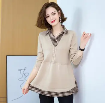 New Autumn Winter Knit Pullover Sweater Fake Two-Piece Sweater Women Casual Loose Bottoming Tops s192
New Autumn Winter Knit Pullover Sweater Fake Two-Piece Sweater Women Casual Loose Bottoming Tops s192