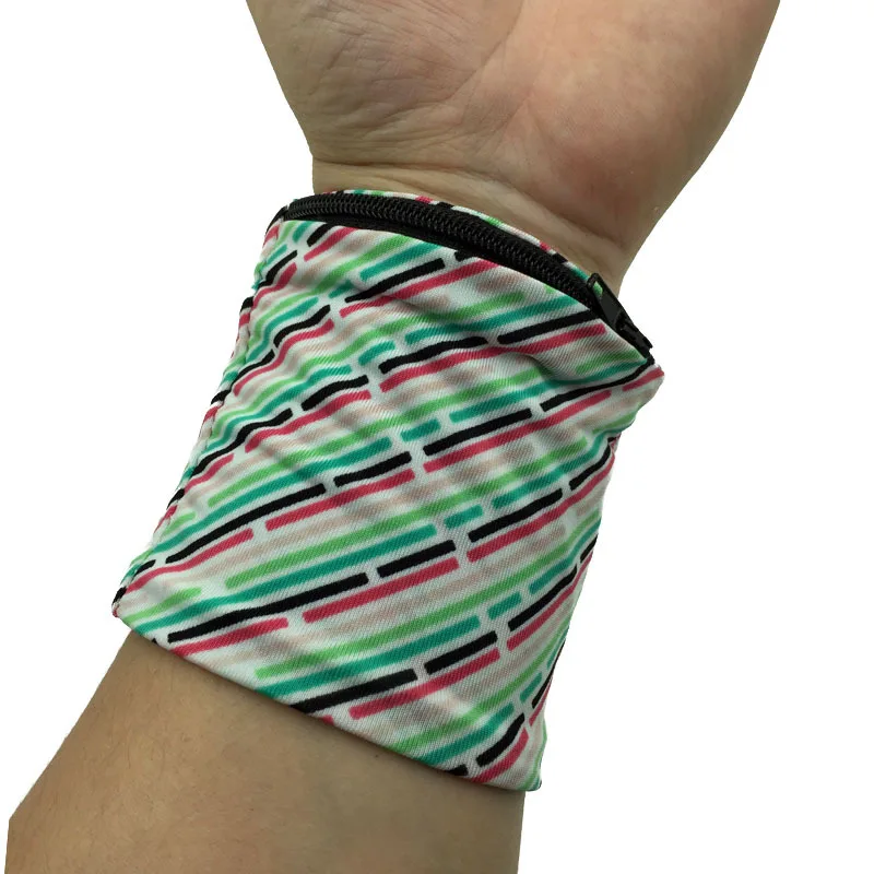 

Sports Breathable Lycra Zipper Wristbands Wrist Wallet Pouch Band Fleece Wrist Support Brace Wraps Guard For Gym Elastic Pocket