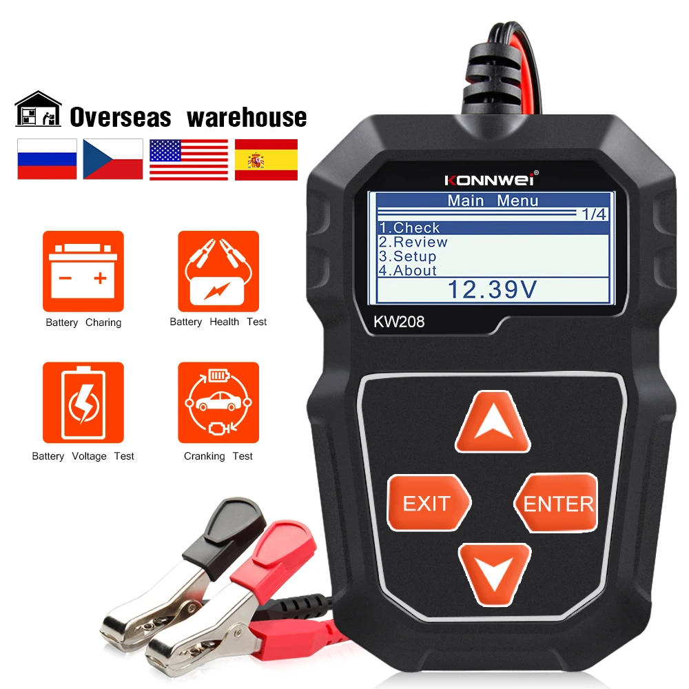KONNWEI KW208 Battery Tester Car Digital 12V 100-2000CCA Cranking Charging System Test Tool Automotive Battery Capacity Tester
KONNWEI KW208 Battery Tester Car Digital 12V 100-2000CCA Cranking Charging System Test Tool Automotive Battery Capacity Tester