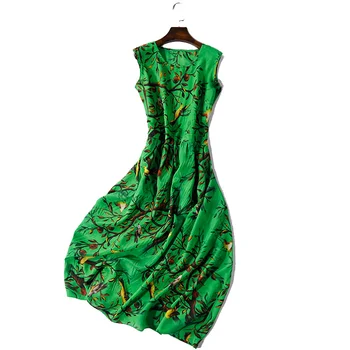 Vestidos Longos Florais Tank Dress 100% Natural Silk Sleeveless A-Line Bohemian Mid-Calf O-Neck 2020 Summer Dress Elegant
Vestidos Longos Florais Tank Dress 100% Natural Silk Sleeveless A-Line Bohemian Mid-Calf O-Neck 2020 Summer Dress Elegant