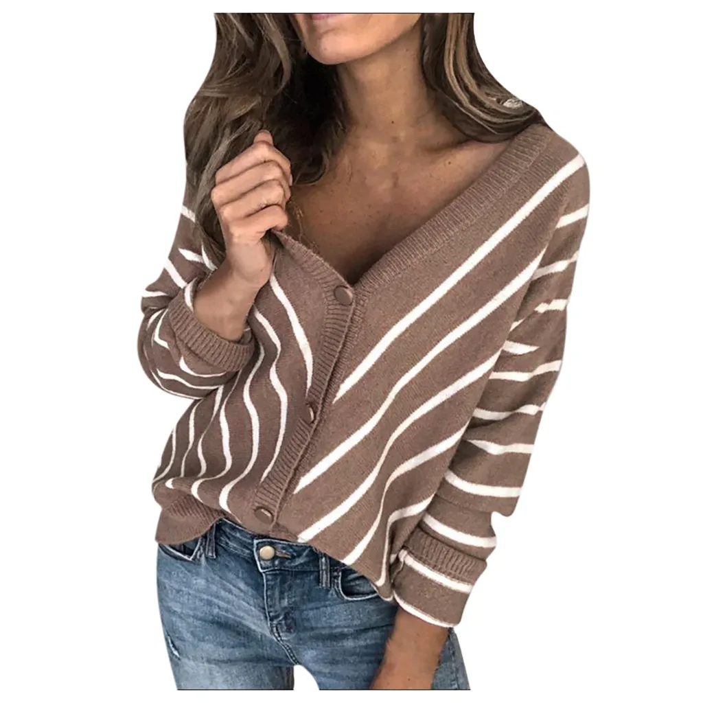 Fashion Casual Striped Cardigans V-neck Cardigan Multicolor womens sweaters cardigans button up Winter Jumper Mujers
Fashion Casual Striped Cardigans V-neck Cardigan Multicolor womens sweaters cardigans button up Winter Jumper Mujers