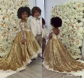 Blingbling Gold Sequins Flower Girl Dresses Lace Appliques Long Sleeve Girls Pageant Dress for Child Birthday Dresses Jewel Neck
Blingbling Gold Sequins Flower Girl Dresses Lace Appliques Long Sleeve Girls Pageant Dress for Child Birthday Dresses Jewel Neck