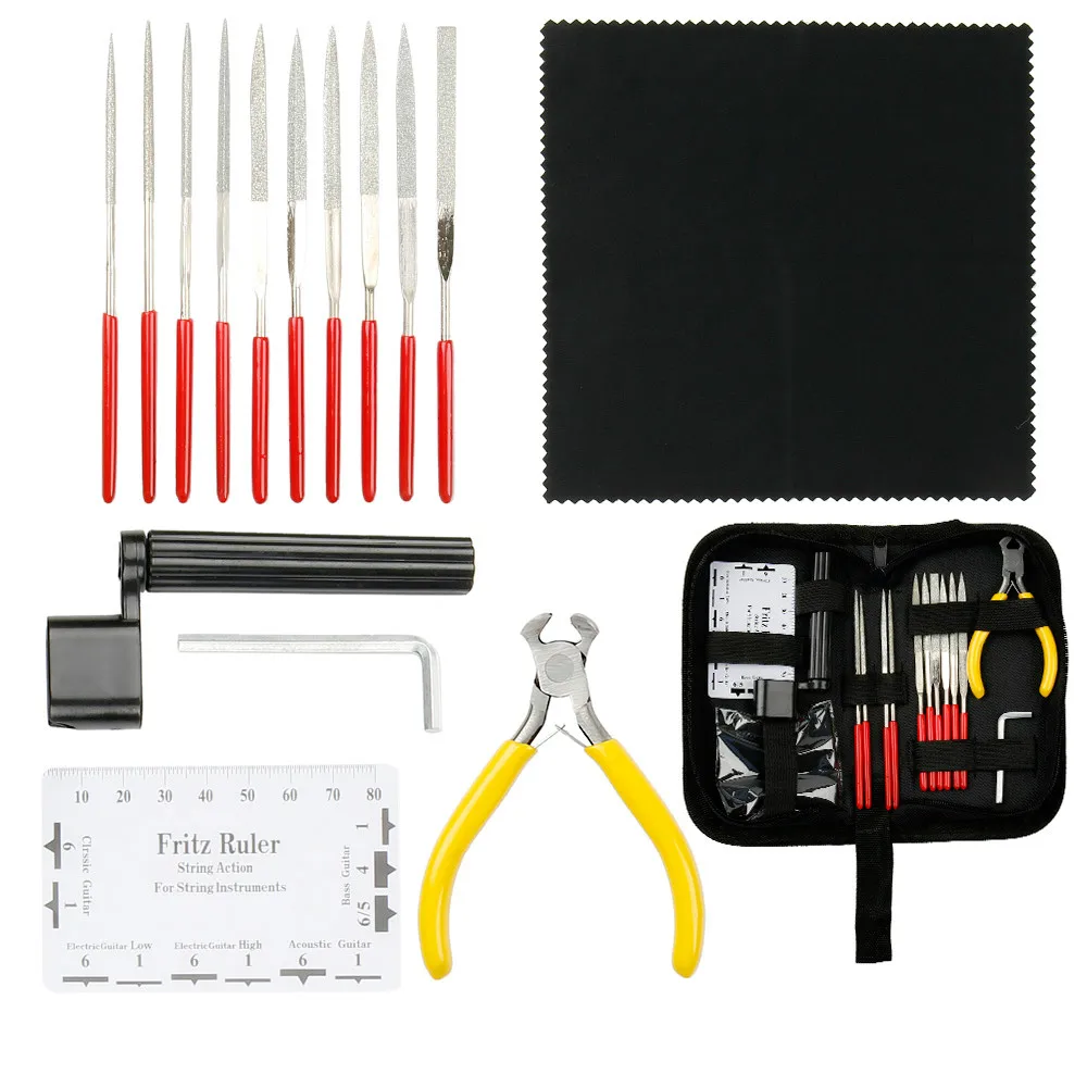 14pcs Guitar Care Tool Repair Maintenance Tech Kit Set Needle File String Action Ruler String Winding Machine Pliers with Bag
14pcs Guitar Care Tool Repair Maintenance Tech Kit Set Needle File String Action Ruler String Winding Machine Pliers with Bag