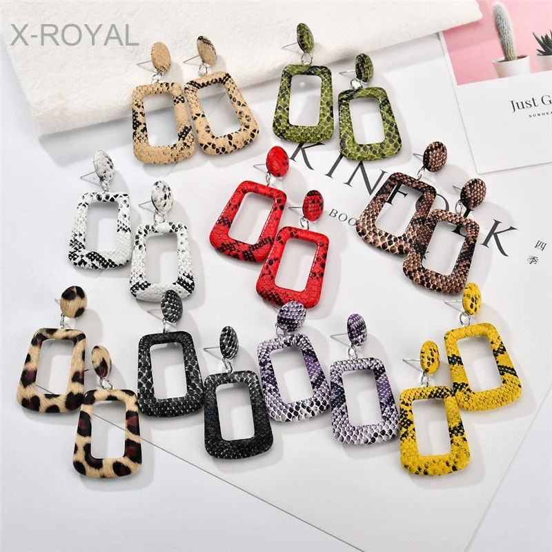 X-ROYAL Fashion Women Geometric Luxury Unique Design Drop Earrings Colorful Python Pattern Leopard Pu Leather Dangle Earrings
X-ROYAL Fashion Women Geometric Luxury Unique Design Drop Earrings Colorful Python Pattern Leopard Pu Leather Dangle Earrings