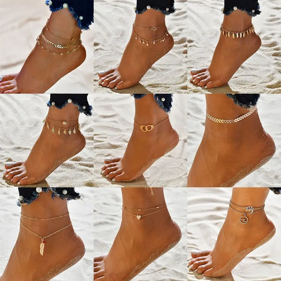 18 Styles Bohemia Beach Anklets Starfish Turtle Mix Beads Geometric Metal Leaf Anklets For Women Shell Alloy Chain Leg Bracelet
18 Styles Bohemia Beach Anklets Starfish Turtle Mix Beads Geometric Metal Leaf Anklets For Women Shell Alloy Chain Leg Bracelet