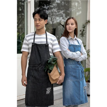 Fashion Retro Ripped Denim Apron Women And Men Kitchen Cooking Aprons With Arge Pockets Milk Tea Coffee Shop Work Clothes
Fashion Retro Ripped Denim Apron Women And Men Kitchen Cooking Aprons With Arge Pockets Milk Tea Coffee Shop Work Clothes