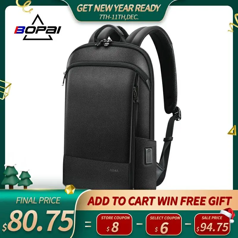 BOPAI Genuine Leather Slim Laptop Backpack Ultra Slim Men 15.6 Inch Anti Theft Backpacks School Unisex Black Ultralight Bagpack
BOPAI Genuine Leather Slim Laptop Backpack Ultra Slim Men 15.6 Inch Anti Theft Backpacks School Unisex Black Ultralight Bagpack