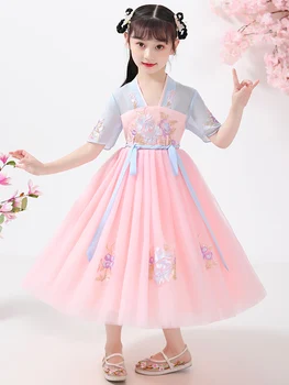 Baby Girl Hanfu Girl Children Chiffon Chinese Style Tang Qipao Dress V-Neck Long Oriental Flower Embroidery Dress Cute Party Kid 
Baby Girl Hanfu Girl Children Chiffon Chinese Style Tang Qipao Dress V-Neck Long Oriental Flower Embroidery Dress Cute Party Kid