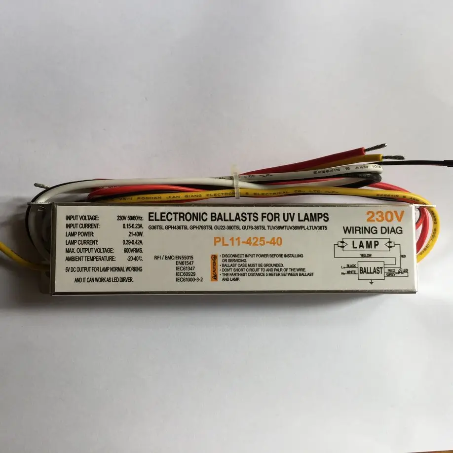 21W-40W Germicidal Lamp Electronic Ballasts UV ballast T5 for GPH436T5L GPH793T5L GPH843T5L G36T5L TUV36WT5 PL11-425-40
21W-40W Germicidal Lamp Electronic Ballasts UV ballast T5 for GPH436T5L GPH793T5L GPH843T5L G36T5L TUV36WT5 PL11-425-40