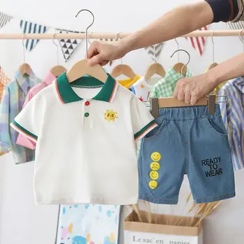 New Summer Baby Boys Girls Clothes t-Shirt denim Shorts 2Pcs/Sets sport Style Kids Lapel Infant Casual Suits Children Tracksuit 
New Summer Baby Boys Girls Clothes t-Shirt denim Shorts 2Pcs/Sets sport Style Kids Lapel Infant Casual Suits Children Tracksuit