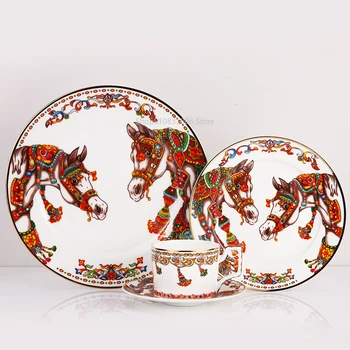 Ceramic High-grade Gold Edge Bone China Dinnerware Plates Set Triumph Horse Steak Dishes Porcelain Tableware Cup Saucers
Ceramic High-grade Gold Edge Bone China Dinnerware Plates Set Triumph Horse Steak Dishes Porcelain Tableware Cup Saucers