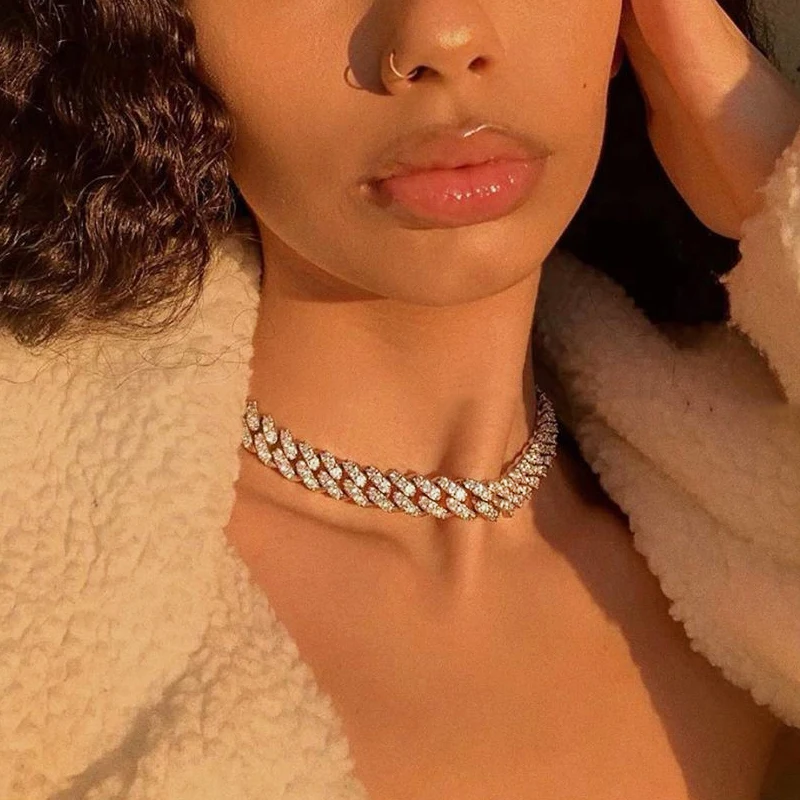 Hip Hop Paved Rhinestones Miami Cuban Chain Necklace For Women Men Bling Gold Silver Color 3 Size Cuban Collar Necklaces Jewelry 
Hip Hop Paved Rhinestones Miami Cuban Chain Necklace For Women Men Bling Gold Silver Color 3 Size Cuban Collar Necklaces Jewelry