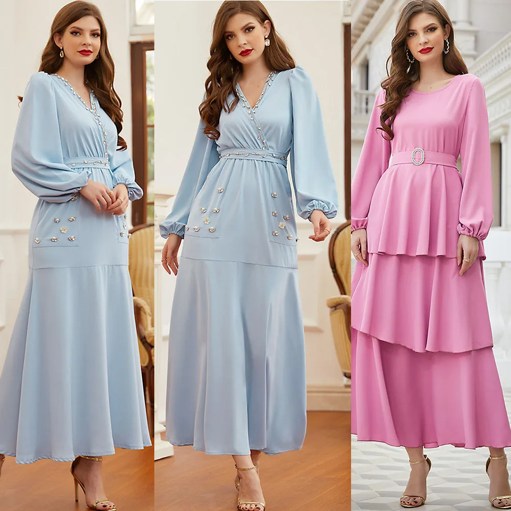 Arabic Abaya Muslim Women Long Dress Rhinestone Party Gown Islamic Dubai Caftan Jalabiya Middle East Turkey Ramadan Eid Mubarak
Arabic Abaya Muslim Women Long Dress Rhinestone Party Gown Islamic Dubai Caftan Jalabiya Middle East Turkey Ramadan Eid Mubarak