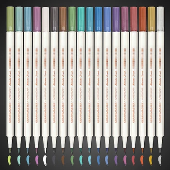 Metallic Markers Brush Paint Pen, DIY Photo Albums, Hand Accounts, Writing Invitations, Greeting Cards, Graffiti, etc.,Set of 18
Metallic Markers Brush Paint Pen, DIY Photo Albums, Hand Accounts, Writing Invitations, Greeting Cards, Graffiti, etc.,Set of 18