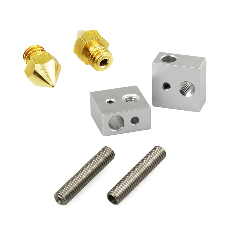 2pcs0.4mm nozzle + 2pcsM6 * 30mm Nozzle throat +2pcs heating block MK8 for Makerbot 3D Printer
2pcs0.4mm nozzle + 2pcsM6 * 30mm Nozzle throat +2pcs heating block MK8 for Makerbot 3D Printer