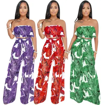 Echoine Summer Green Leaves Print Strapless Crop Top and Wide Leg pants Two Piece Set beach Elegant Sexy Set
Echoine Summer Green Leaves Print Strapless Crop Top and Wide Leg pants Two Piece Set beach Elegant Sexy Set