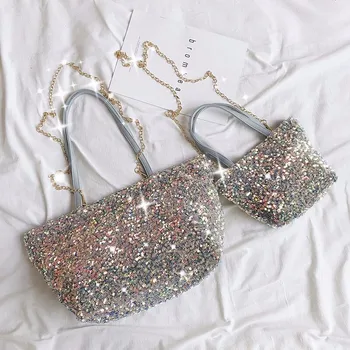 Women Totes Bag 2020 Fashion Shining Bling Sequined Handbag Holiday Vacation Travel Shopping Chic Chain Shoulder Crossbody Bag
Women Totes Bag 2020 Fashion Shining Bling Sequined Handbag Holiday Vacation Travel Shopping Chic Chain Shoulder Crossbody Bag
