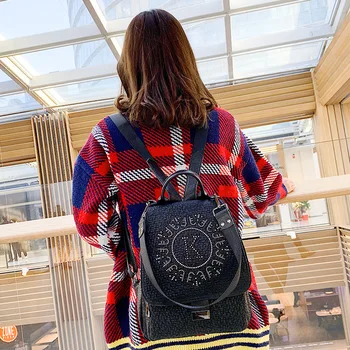 Bags for Women New Fashion Hot Rhinestone High Texture Versatile PU Soft Leather Dual-use Large Capacity Female Backpack Mochila 
Bags for Women New Fashion Hot Rhinestone High Texture Versatile PU Soft Leather Dual-use Large Capacity Female Backpack Mochila