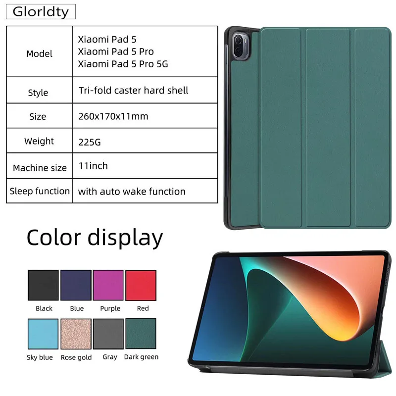 Funda For Xiaomi Pad 5 Case 11 inch Ultra Thin Tri-fold Stand Smart Cover For Xiaomi Pad 5 Pro Case With Auto Wake up / Sleep
Funda For Xiaomi Pad 5 Case 11 inch Ultra Thin Tri-fold Stand Smart Cover For Xiaomi Pad 5 Pro Case With Auto Wake up / Sleep