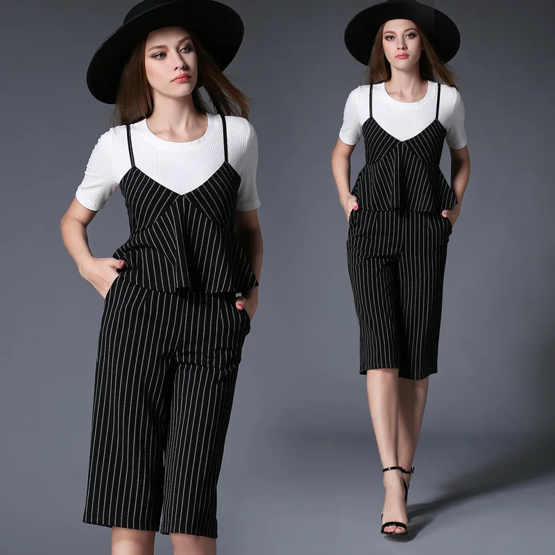 Fashion Leisure Suit 2019 Summer New Style Stripes Camisole Sweater Short Loose Pants Three-piece Set WOMEN'S Suit
Fashion Leisure Suit 2019 Summer New Style Stripes Camisole Sweater Short Loose Pants Three-piece Set WOMEN'S Suit