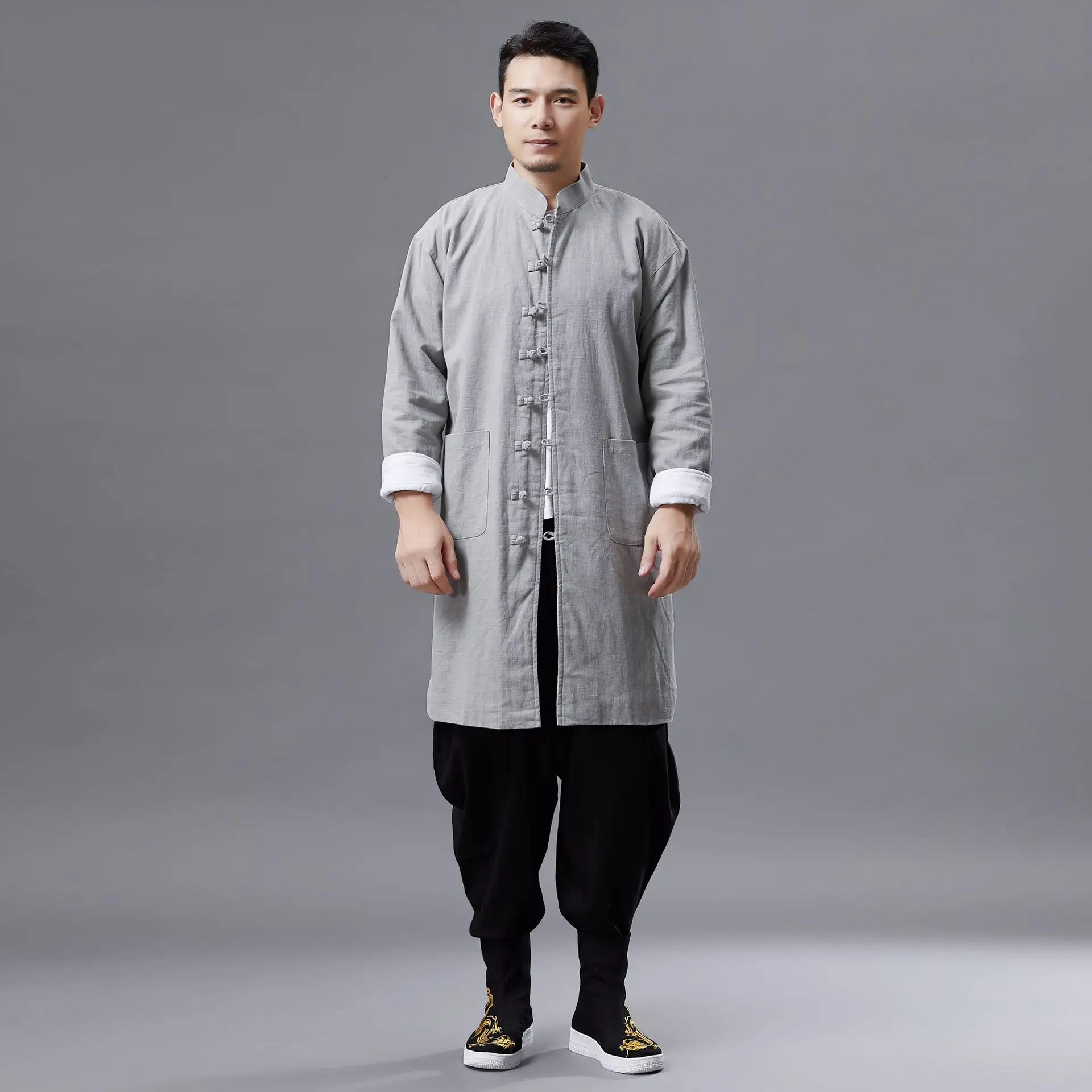 2019 Winter New Style Pull Sleeves plus Velvet Trench Coat Chinese-style Cotton Linen Trench Coat Mid-length Stand Collar MEN'S
2019 Winter New Style Pull Sleeves plus Velvet Trench Coat Chinese-style Cotton Linen Trench Coat Mid-length Stand Collar MEN'S