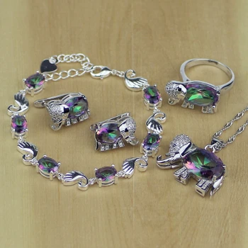 Silver 925 Jewelry Mystic Fire Rainbow Elephant Multi-color Crystal Jewelry Set Women Earring/Pendant/Necklace/Ring/Bracelet
Silver 925 Jewelry Mystic Fire Rainbow Elephant Multi-color Crystal Jewelry Set Women Earring/Pendant/Necklace/Ring/Bracelet