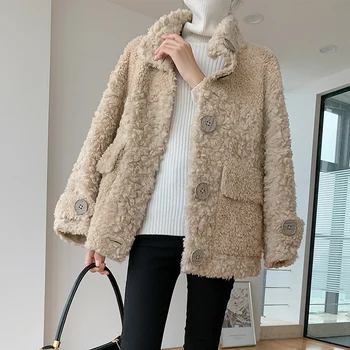 Shearing Fashion Hig Quality Sheep Coat 100%Wool Fur Jacket Short Korean Coat Female Autumn Women's Coats Femmes Manteaux Zjt416 
Shearing Fashion Hig Quality Sheep Coat 100%Wool Fur Jacket Short Korean Coat Female Autumn Women's Coats Femmes Manteaux Zjt416