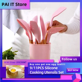 9/11PCS Silicone Cooking Utensils Set Kitchenware Non-stick Spatula Shovel Wooden Handle Kitchen Cooking Tools Set W/Storage Box
9/11PCS Silicone Cooking Utensils Set Kitchenware Non-stick Spatula Shovel Wooden Handle Kitchen Cooking Tools Set W/Storage Box