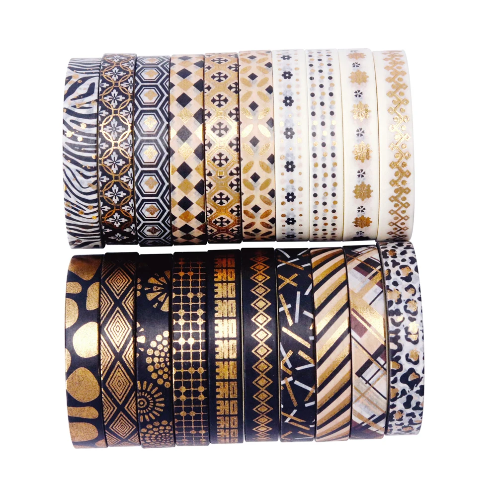 20Rolls 7mm Slim Gold Foil Black Wahsi Tape MarskingTape Diy Scrapbooking Sticker Label Handmade Gift Decoration
20Rolls 7mm Slim Gold Foil Black Wahsi Tape MarskingTape Diy Scrapbooking Sticker Label Handmade Gift Decoration