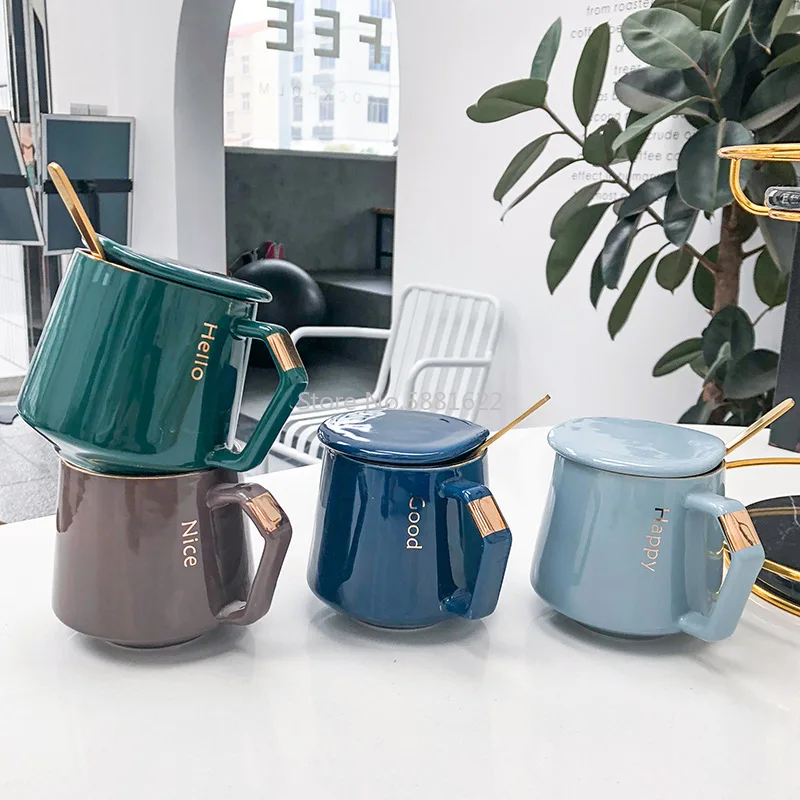 Korean Version of Gold Ceramic Coffee Cup with Lid and Spoon Business Office Mug Water Cup Literary Harajuku Cup
Korean Version of Gold Ceramic Coffee Cup with Lid and Spoon Business Office Mug Water Cup Literary Harajuku Cup