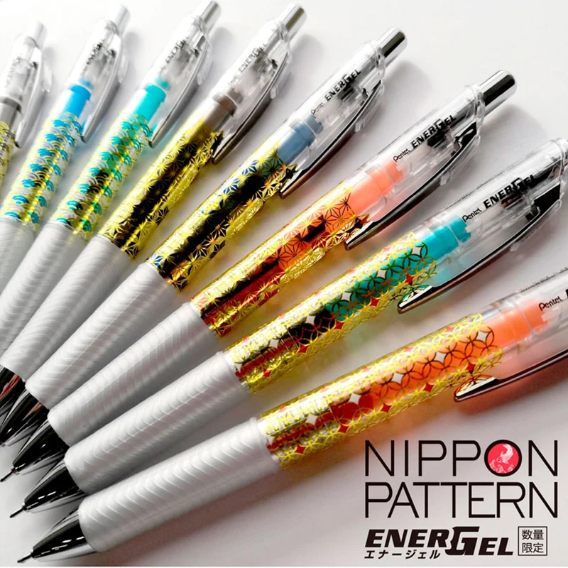 

Japanese Stationery Pentel Gel Pen 0.5mm Clear Nippon Pattern Limited Retractable Fast Dry Scrapbook Color Infree Pen BLN75TL