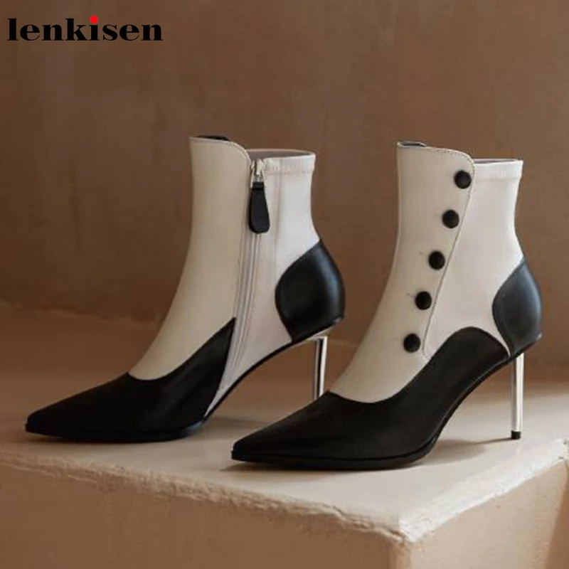 Lenkisen genuine leather fashion thin high heels pointed toe rivets european sexy mixed colors winter gentlewome ankle boots L21
Lenkisen genuine leather fashion thin high heels pointed toe rivets european sexy mixed colors winter gentlewome ankle boots L21