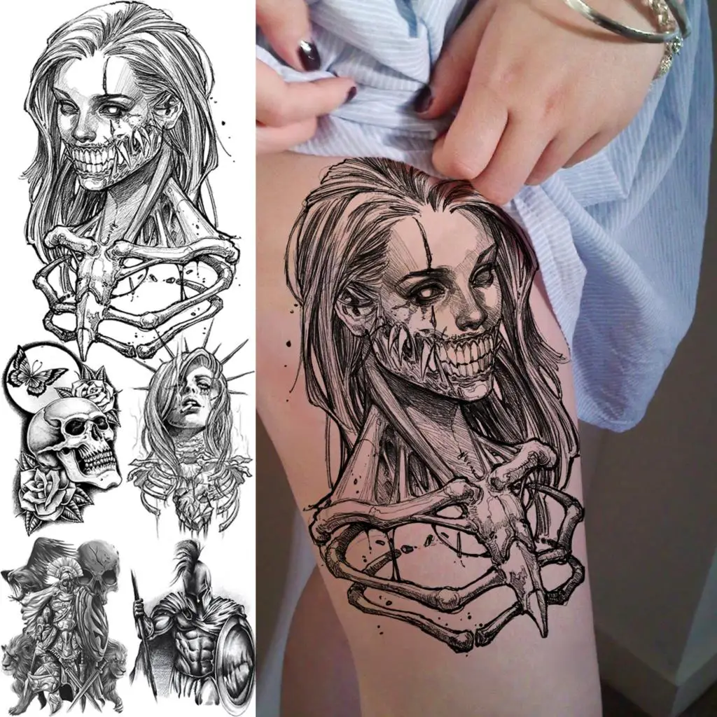 Realistic Halloween Skeleton Skull Vampire Temporary Tattoos For Women Adult Rose Flower Fake Tattoo Body Art Leg Arm Tatoo
Realistic Halloween Skeleton Skull Vampire Temporary Tattoos For Women Adult Rose Flower Fake Tattoo Body Art Leg Arm Tatoo