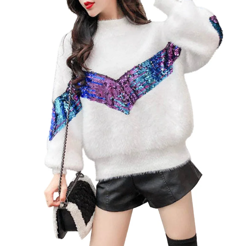 Женский мохеровый свитер NORMOV Свободный пуловер с капюшоном и