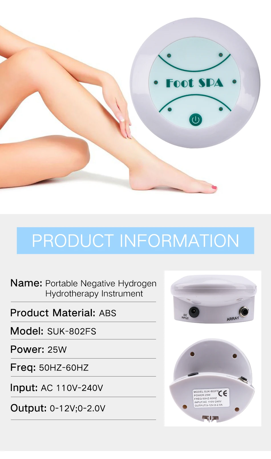 Generic Foot Spa Bath Massager Ionic Foot Detox Machine Complete