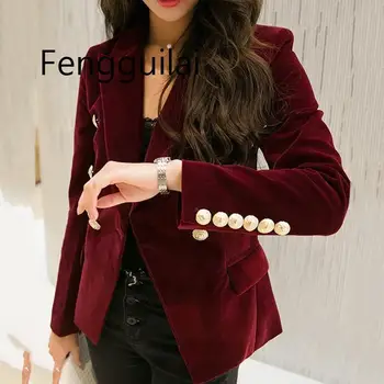 Autumn Velvet Blazer OL Formal Work Small Suit Jacket Women Slim Long Sleeve Ladies Blazers Feminino Women Gold Button
Autumn Velvet Blazer OL Formal Work Small Suit Jacket Women Slim Long Sleeve Ladies Blazers Feminino Women Gold Button