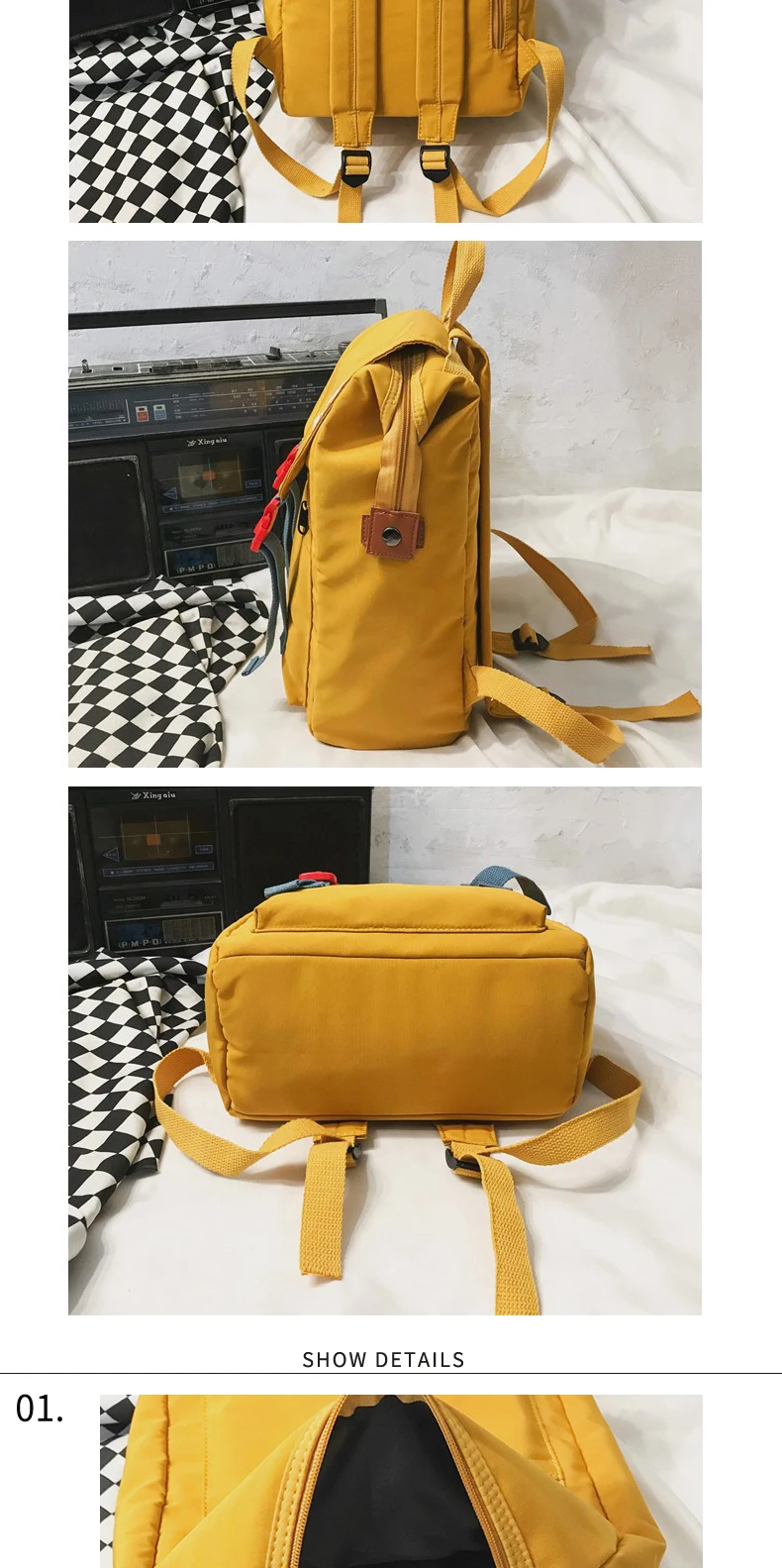 Plecak tornister retro vintage damski designerski żółty kawaii