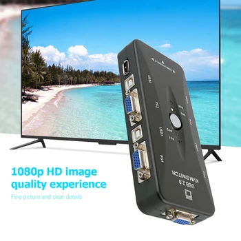 USB HDMI KVM Switch with Sufficient Durability and Ruggedness 4 in 1 Out VGA Splitter Box for Keyboard Mice Monitor
USB HDMI KVM Switch with Sufficient Durability and Ruggedness 4 in 1 Out VGA Splitter Box for Keyboard Mice Monitor
