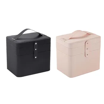 Double-Layer Cosmetic Storage Box Pu Multi-Layer Desktop Storage Box Creative Portable Cosmetic Case Storage 
Double-Layer Cosmetic Storage Box Pu Multi-Layer Desktop Storage Box Creative Portable Cosmetic Case Storage