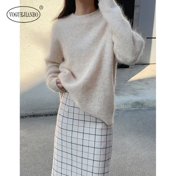 2019 winter new Korean loose casual all-around women's jumper solid round neck Pullover mohair wool knitting sweater
2019 winter new Korean loose casual all-around women's jumper solid round neck Pullover mohair wool knitting sweater