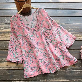 new summer womens loose retro ramie print shirt tops V neck half sleeve Shirt Tops
new summer womens loose retro ramie print shirt tops V neck half sleeve Shirt Tops