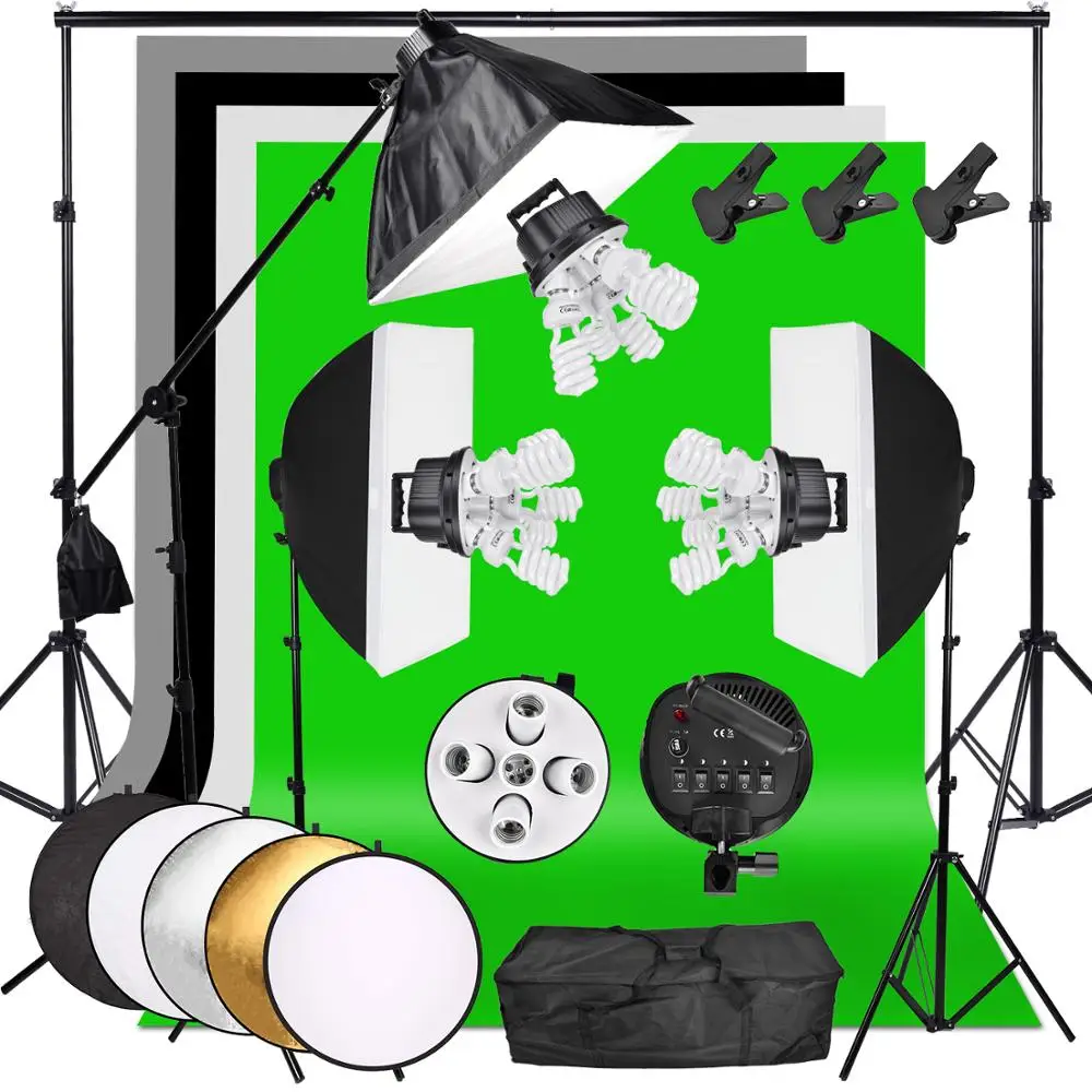 ZUOCHEN 3375W Photo Lighting Softbox Background Kit Bulbs 4 Backdrops Background Stand 110cm reflector Bag
ZUOCHEN 3375W Photo Lighting Softbox Background Kit Bulbs 4 Backdrops Background Stand 110cm reflector Bag