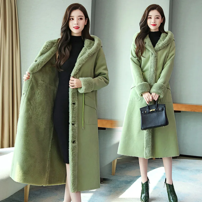 Winter Lambs Wool Coat Women's New Style Printed Fur Mid-length Brushed And Thick Warm Woolen Coat
Winter Lambs Wool Coat Women's New Style Printed Fur Mid-length Brushed And Thick Warm Woolen Coat
