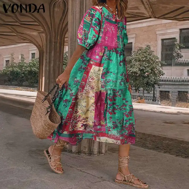 VONDA 2020 Print Midi Dress Women's Cotton Linen Dress Summer Sundress Bohemian Vintage Vestidos Beach Dresses Robe Patchwork
VONDA 2020 Print Midi Dress Women's Cotton Linen Dress Summer Sundress Bohemian Vintage Vestidos Beach Dresses Robe Patchwork