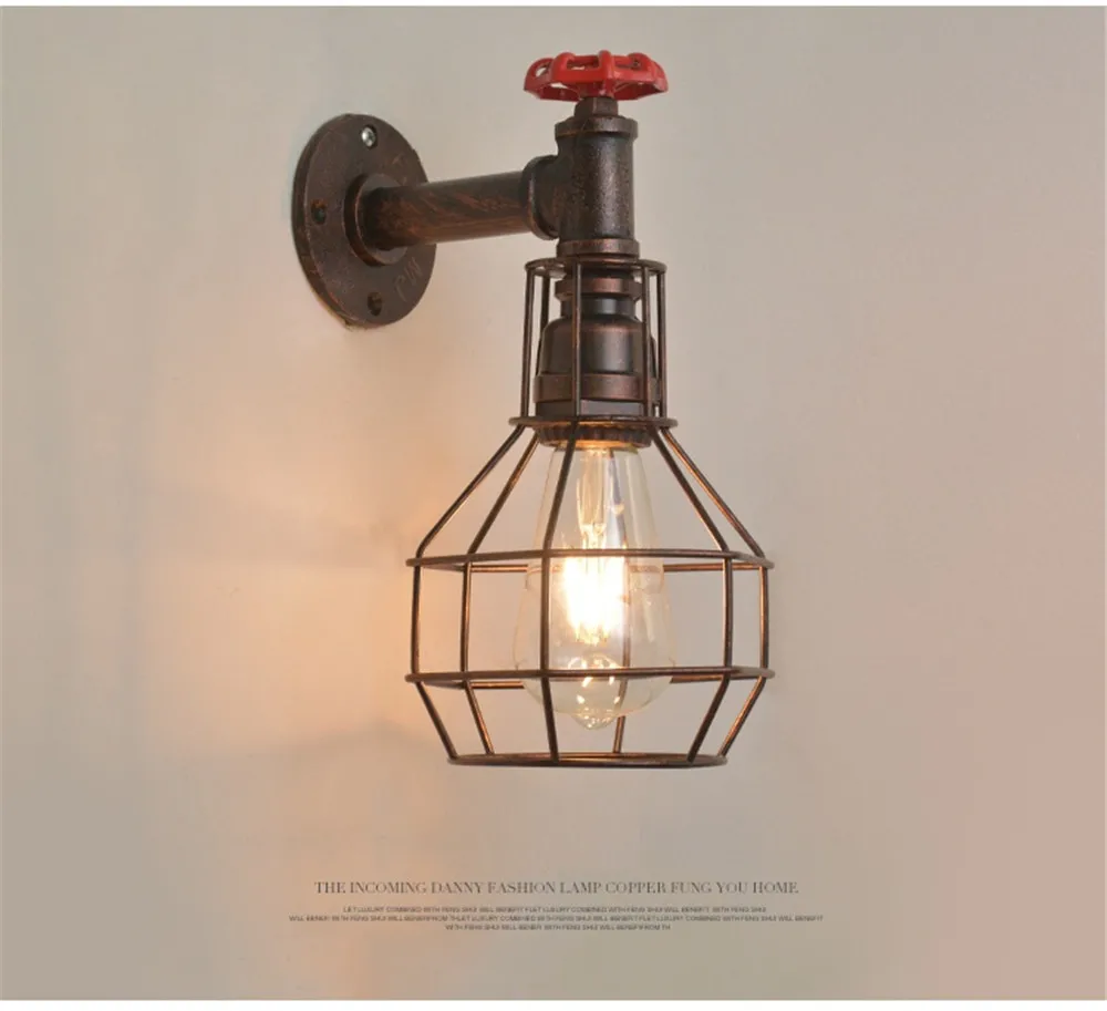 Industrial Water Pipe Light LED Wall Lamp Loft Decor Vintage Edison Sconce Wall Lights Home Lighting Retro Rust Iron Luminaire (16)