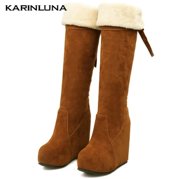 Karinluna New Large Sizes 43 Platform Inside Wedges High Heels Keep Warm Plush Russia Winter Shoes Snow Boots Women
Karinluna New Large Sizes 43 Platform Inside Wedges High Heels Keep Warm Plush Russia Winter Shoes Snow Boots Women