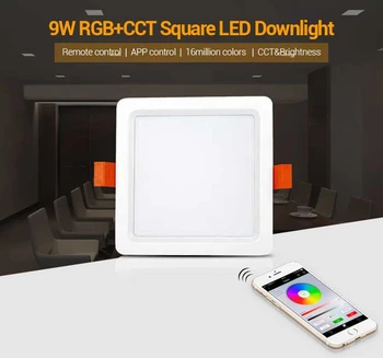 Milight 9W RGB+CCT Square LED Downlight AC100-240V 50/60Hz use with smartphone APP wifi 2.4G wireless remote panel control