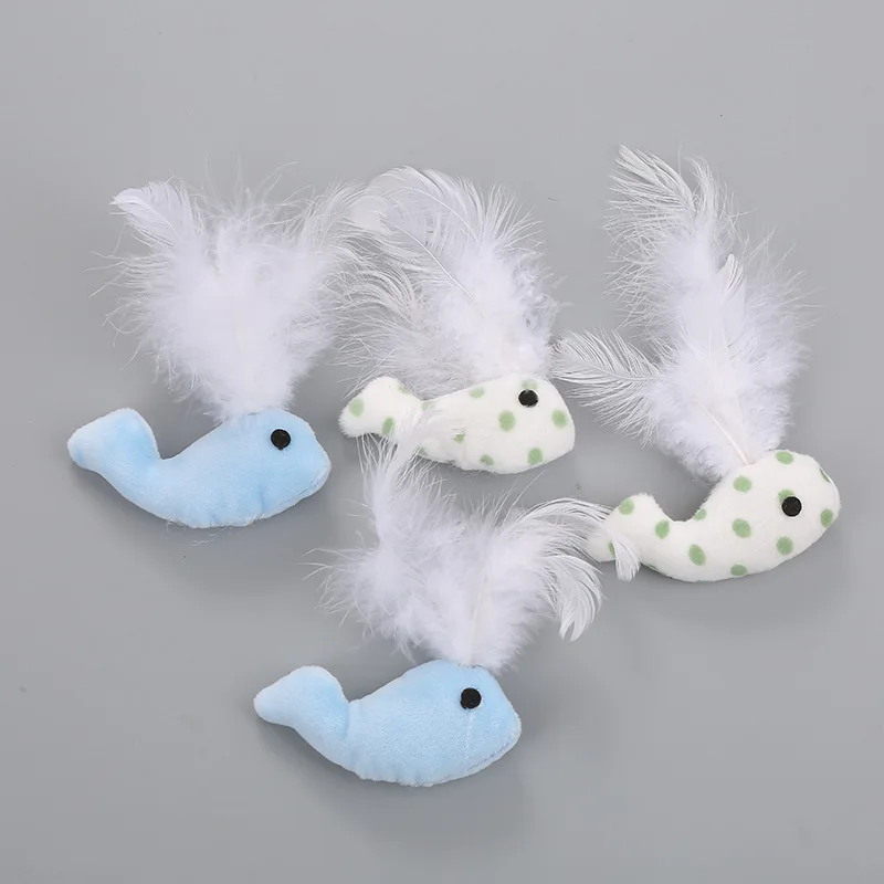 1 PCS Plush Creative Cat Toys Fresh Funny Super Soft Whale Feather Plush Pet Cat Toys Stress Relief Cat Toys Pet Supplies