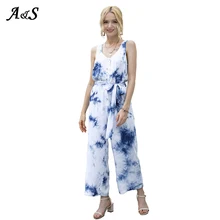 

Anbenser Tie-dye Jumpsuits For Women Casual Jumpsuit Loose Casual Overalls Spaghetti Strap Rompers Female One Piece Outfits